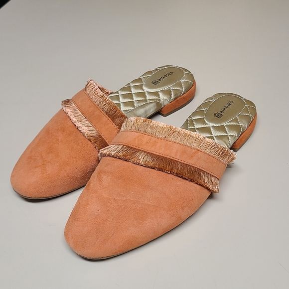 Birdies Shoes - Birdies Ani Coral suede fringe mule slide size 8 1/2